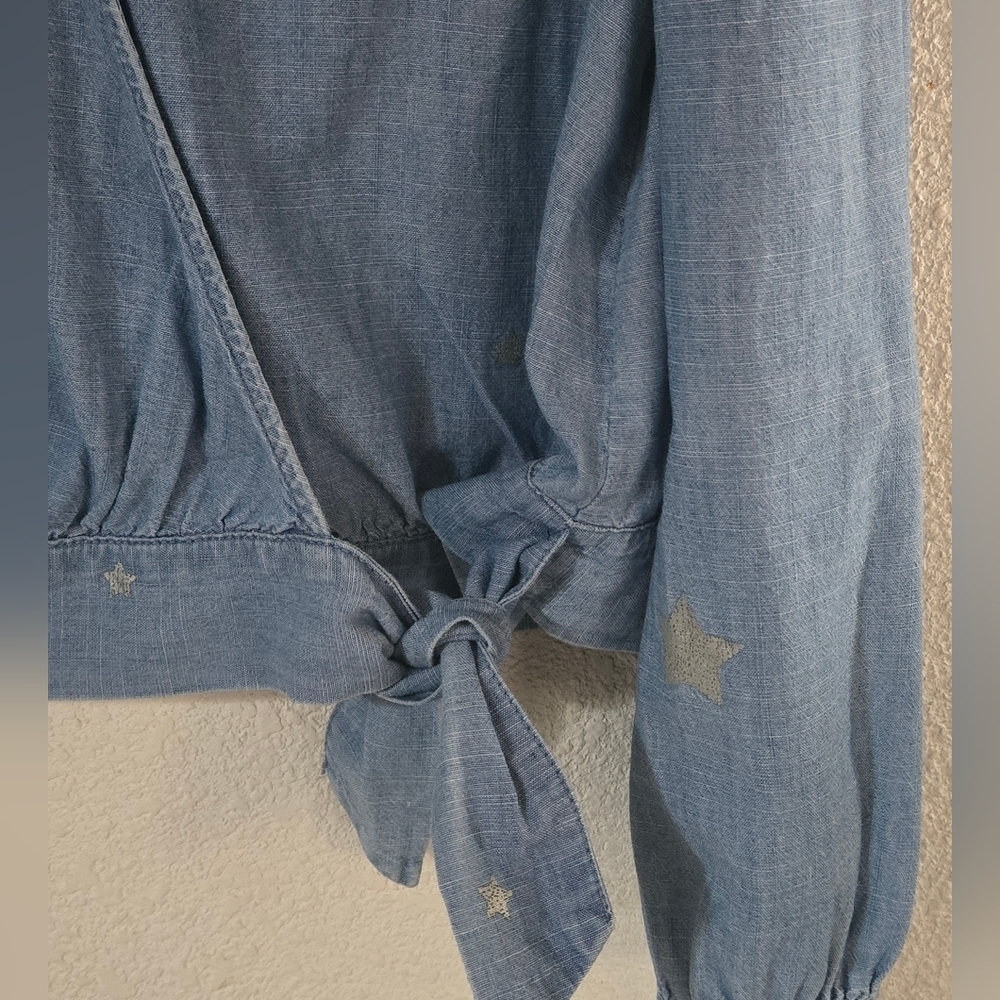 J. Crew Sky Blue Wrap Blouse - Picture 8 of 11